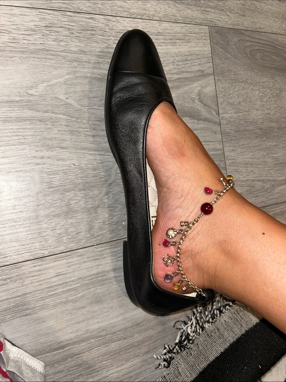 CHANEL Vintage Black Ballet Flat with Gold Beaded Anklet Chain Eu 40 - Picture 5 of 13